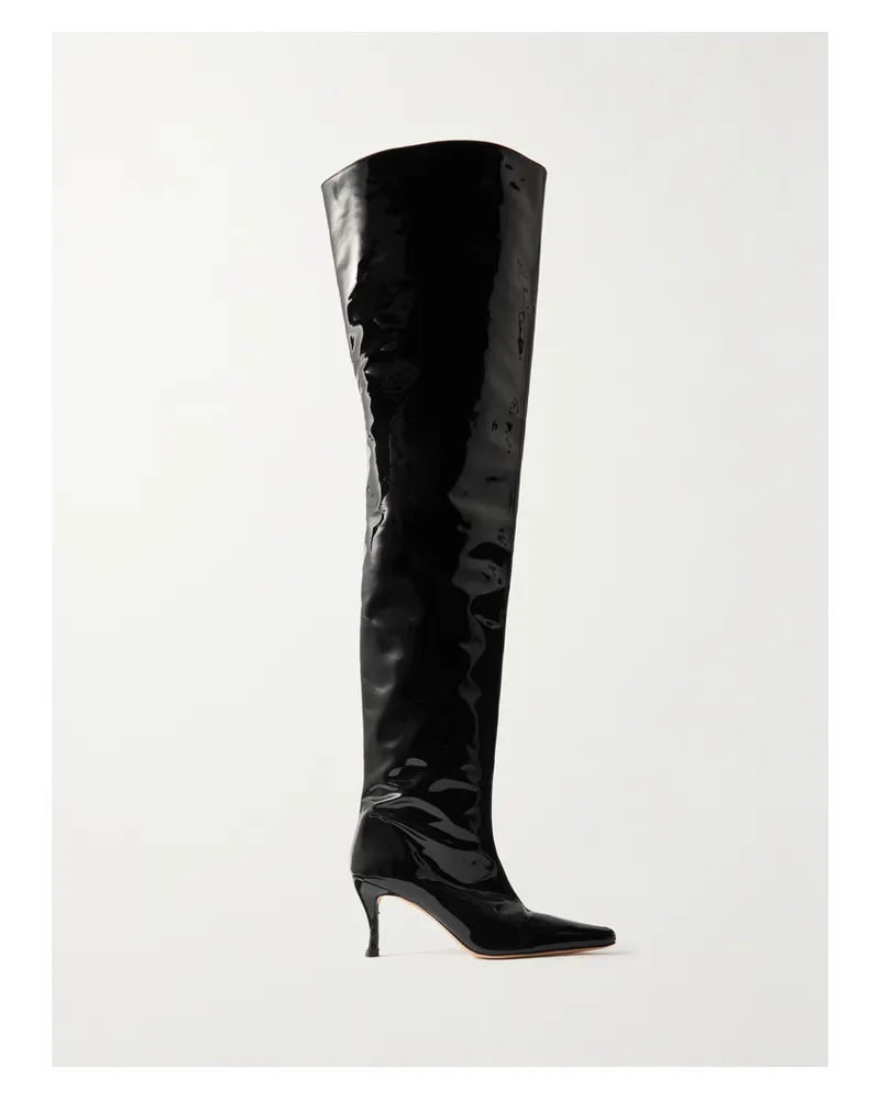 by FAR Stevie Overknees Aus Lackleder - Schwarz Schwarz