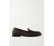 Silenzio Intrecciato Leather Loafers - Brown