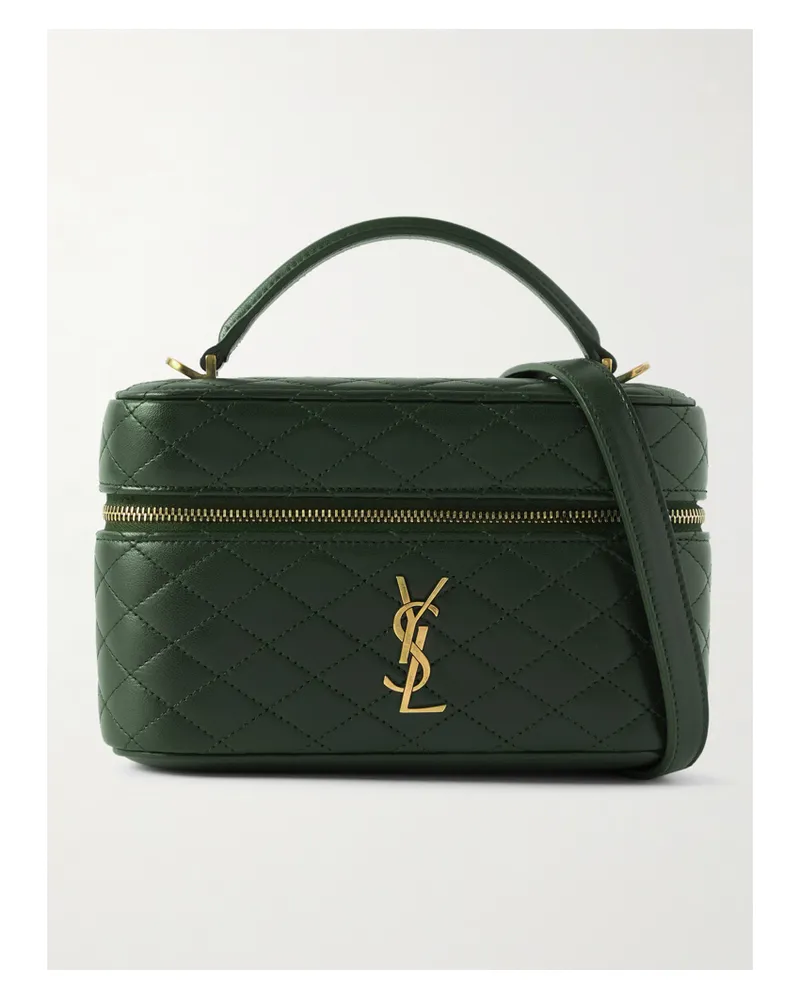 Saint Laurent Gaby Vanity Mini Quilted Leather Shoulder Bag - Green Green