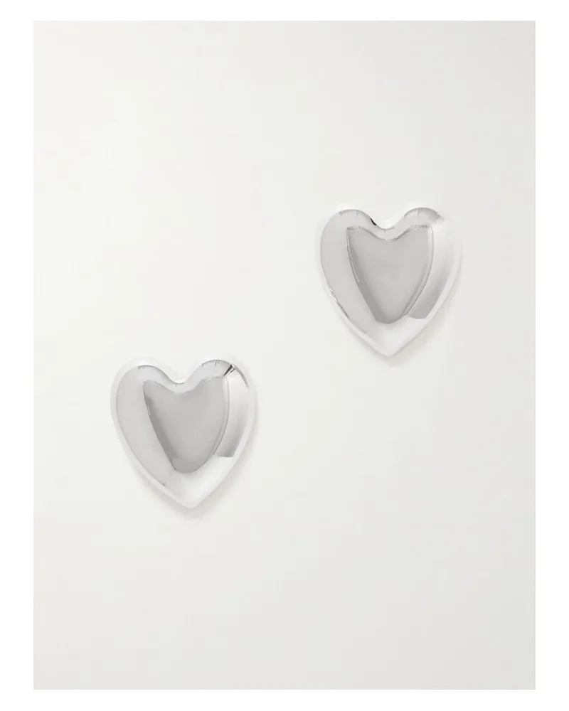 Jennifer Fisher Puffy Heart Small Silberfarbene Ohrringe Silber