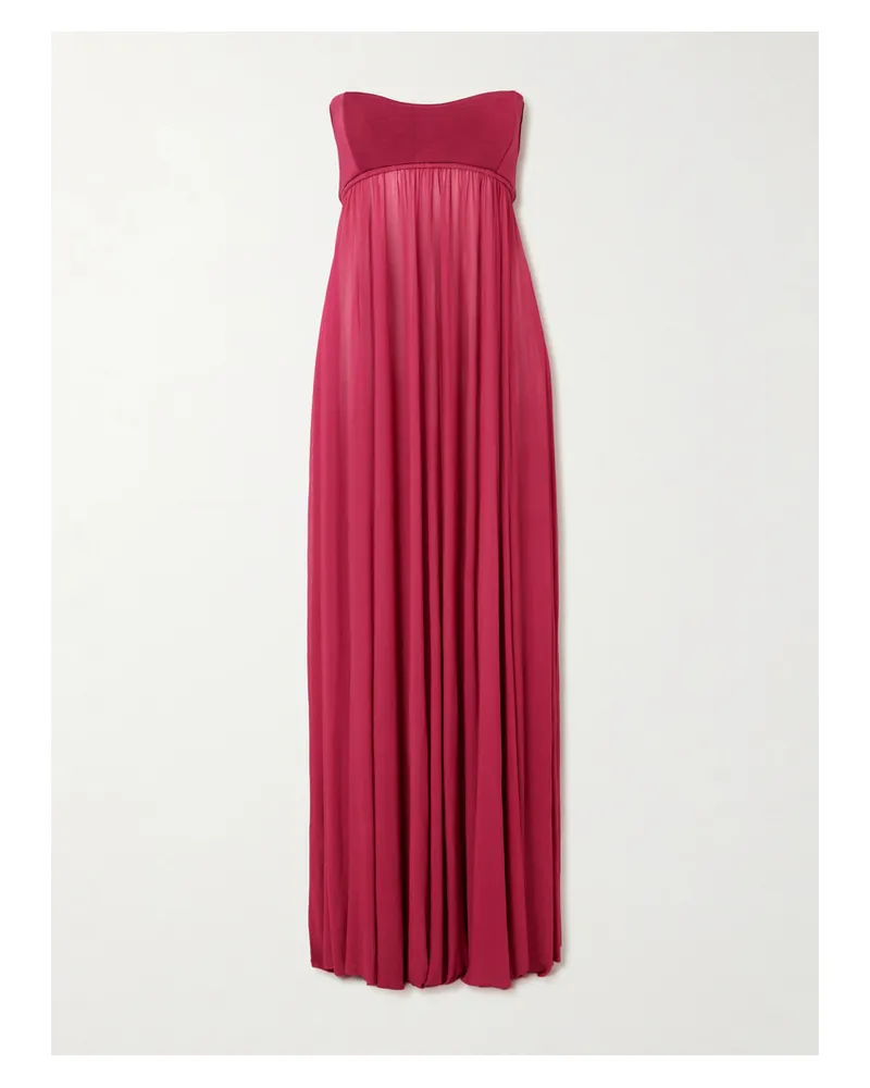 Zimmermann Strapless Gathered Jersey Gown - Pink Pink