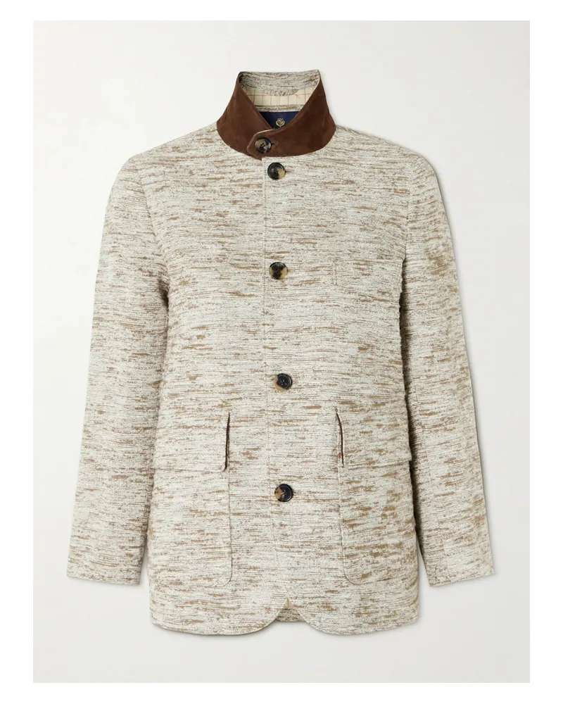Loro Piana Roadster Jacke Aus Strukurierter Baumwolle Mit Velourslederbesätzen - Grau Grau