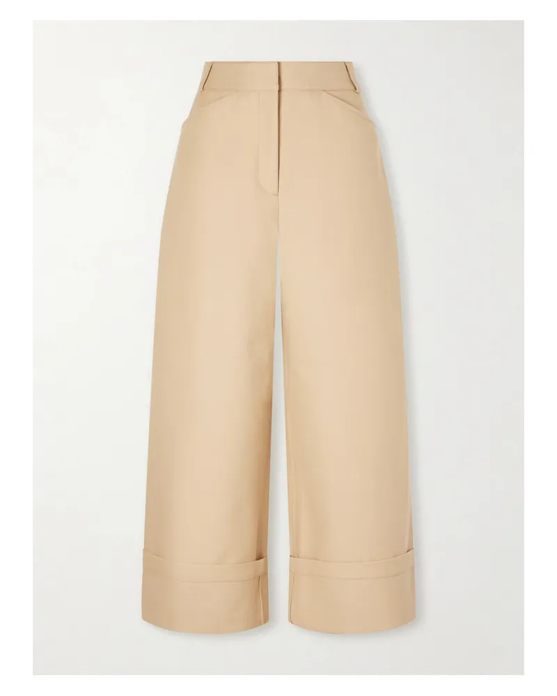 Another Tomorrow Organic Cotton High-rise Wide-leg Pants - Neutrals Neutrals