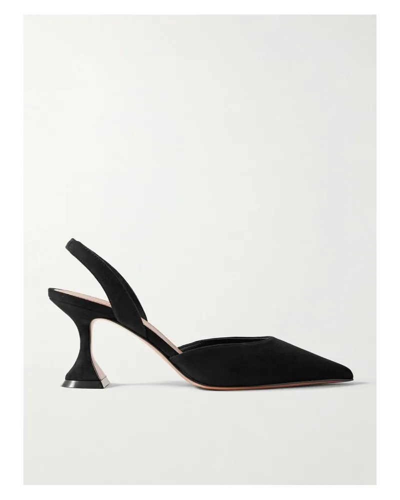 Amina Muaddi Holli Slingback-pumps Aus Veloursleder - Schwarz Schwarz