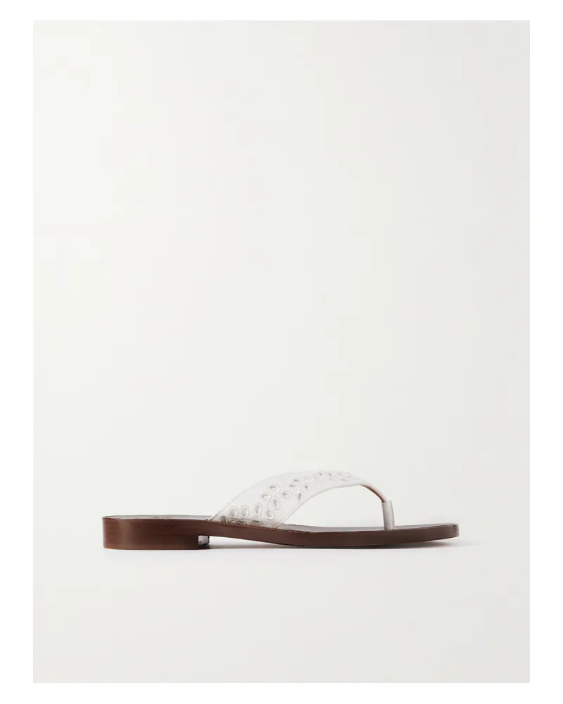 Chloé Net Sustain + Eres Zehensandalen Aus Leder Mit Lochstickerei - Weiß Weiß