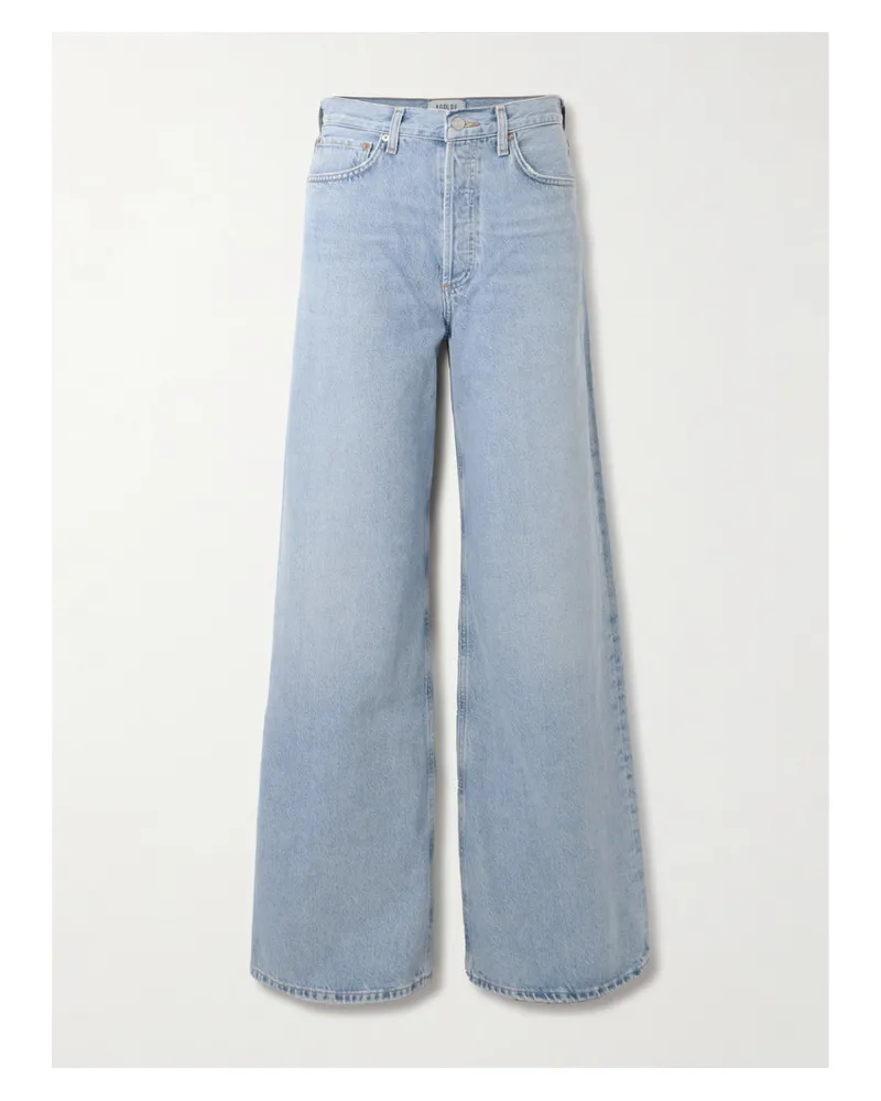 AGOLDE Dame Hoch Sitzende Jeans mit Weitem Bein Blau