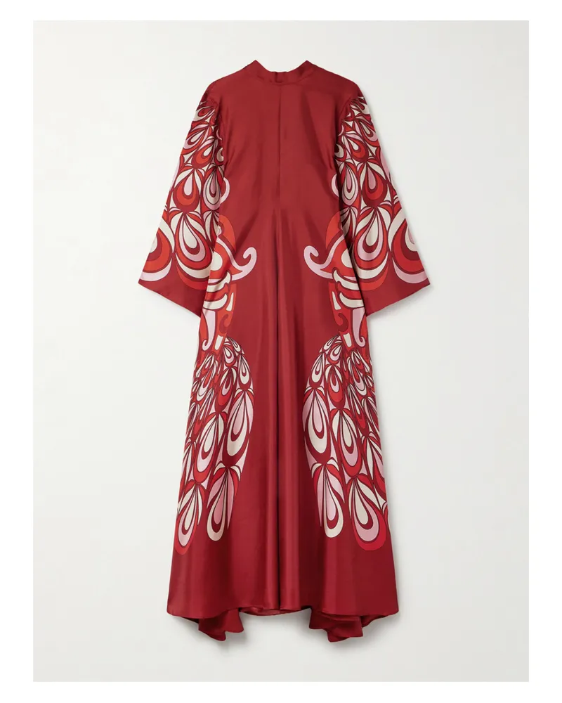 La DoubleJ Icon Magnifico Maxikleid Aus Seiden-twill Mit Blumenprint - Rot Rot