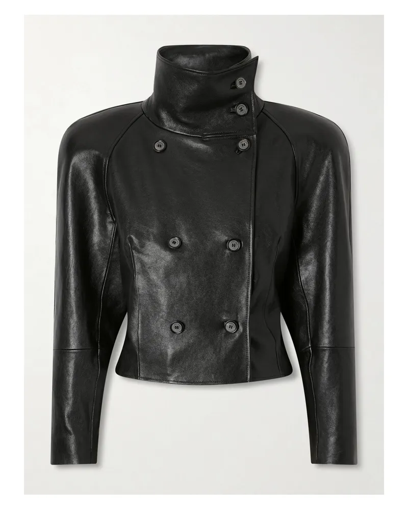 Magda Butrym Double-breasted Leather Jacket - Black Black