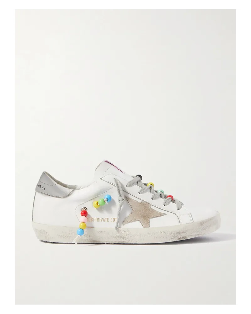 Golden Goose Superstar Sneakers aus Leder und Veloursleder Weiß