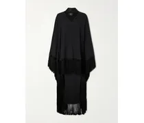 Cecil Fringed Crepe Kaftan - Black
