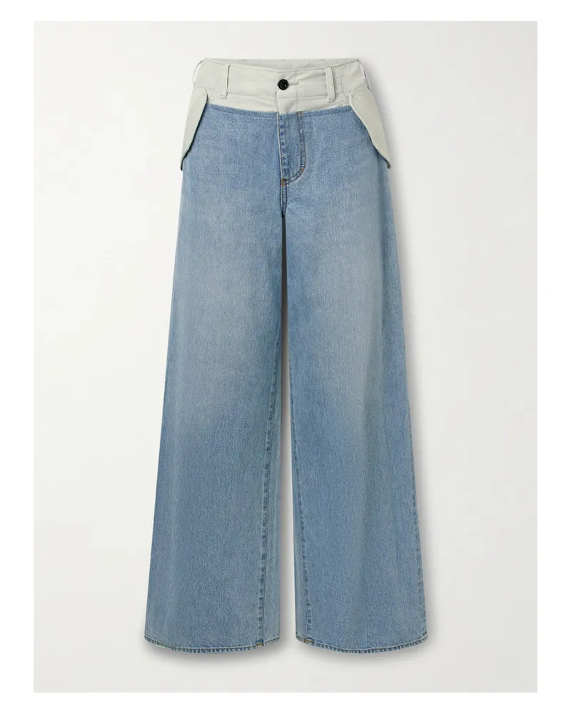Sacai Halbhohe Jeans Mit Geradem Bein Und Shell-besätzen - Blau Blau