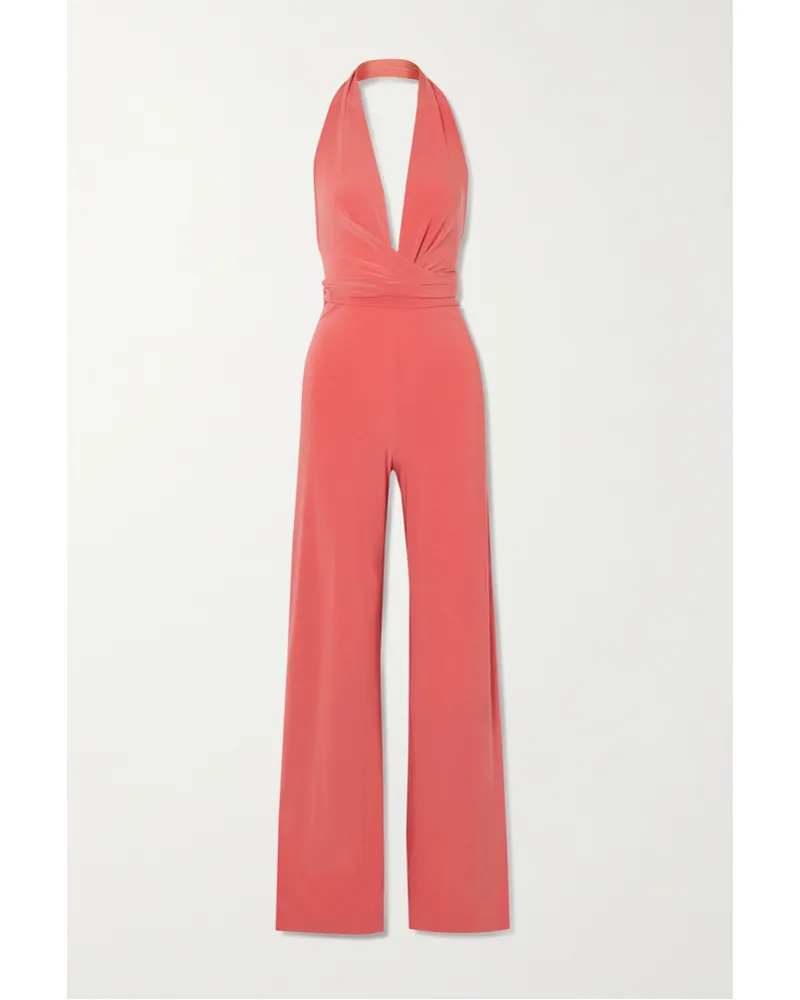 Norma Kamali Jumpsuit aus Stretch-jersey mit Neckholder Pink