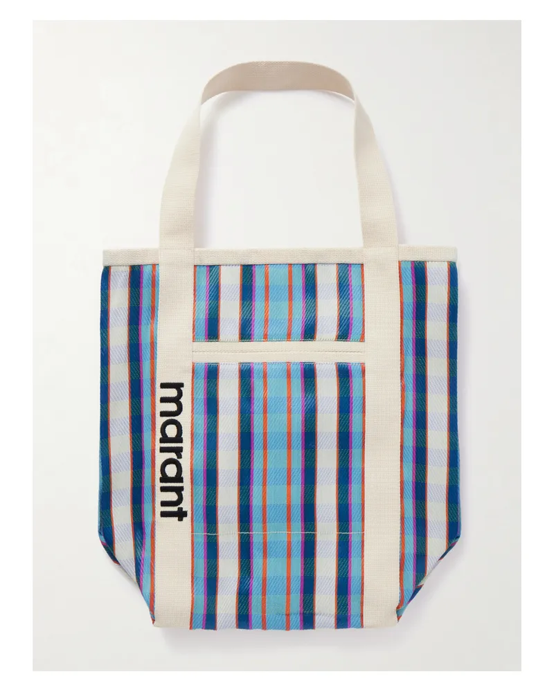Isabel Marant Darwen Striped Canvas-trimmed Nylon Tote - Blue Blue