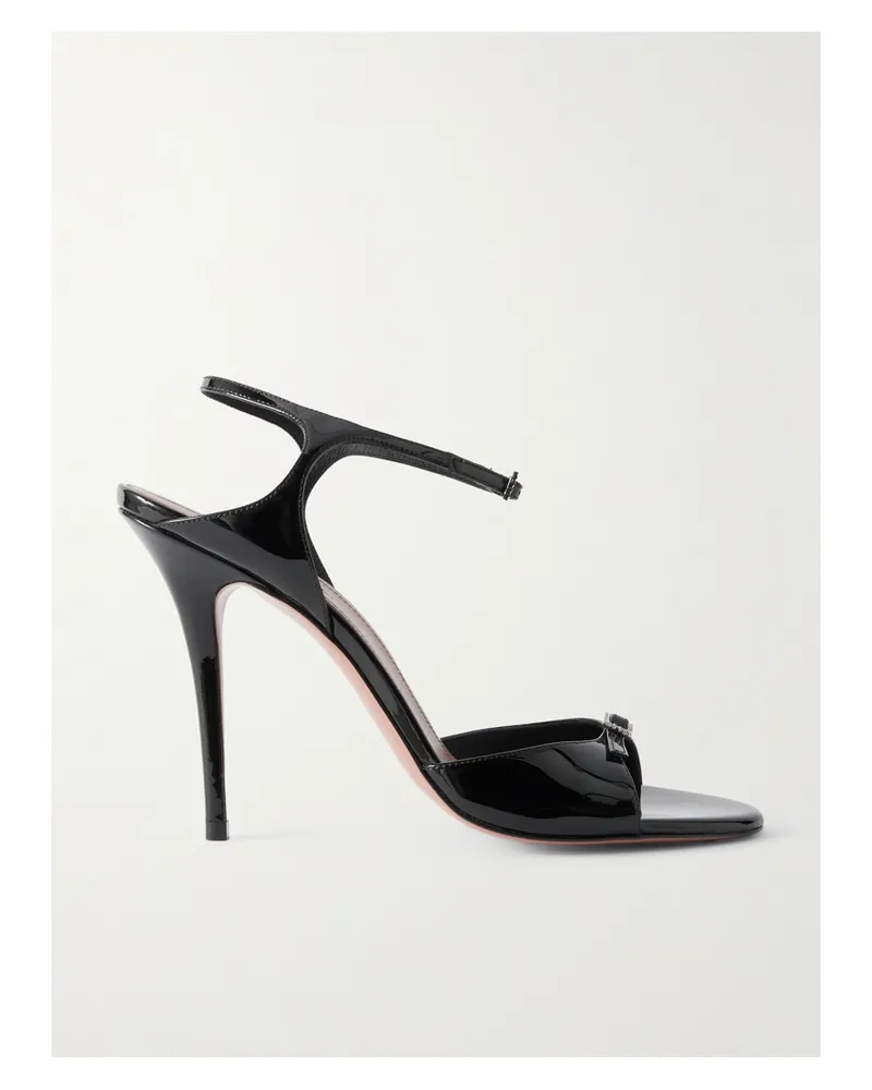 Amina Muaddi Adut Sandalen Aus Lackleder Mit Schnallen Und Kristallen - Schwarz Schwarz