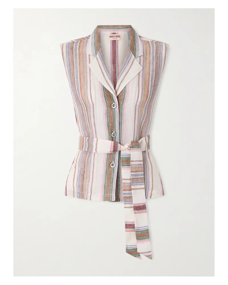 Emporio Sirenuse Denia Belted Striped Linen Vest - Multi Multi