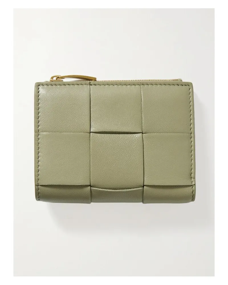 Bottega Veneta Cassette Portemonnaie Aus Intrecciato-leder - Grün Grün