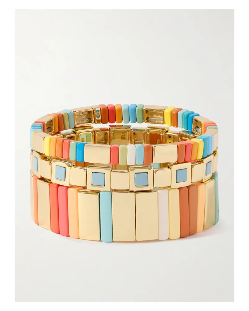 Roxanne Assoulin La Sponda Set Aus Drei Armbändern Mit Emaille Und Goldfarbenen Details - Mehrfarbig Mehrfarbig