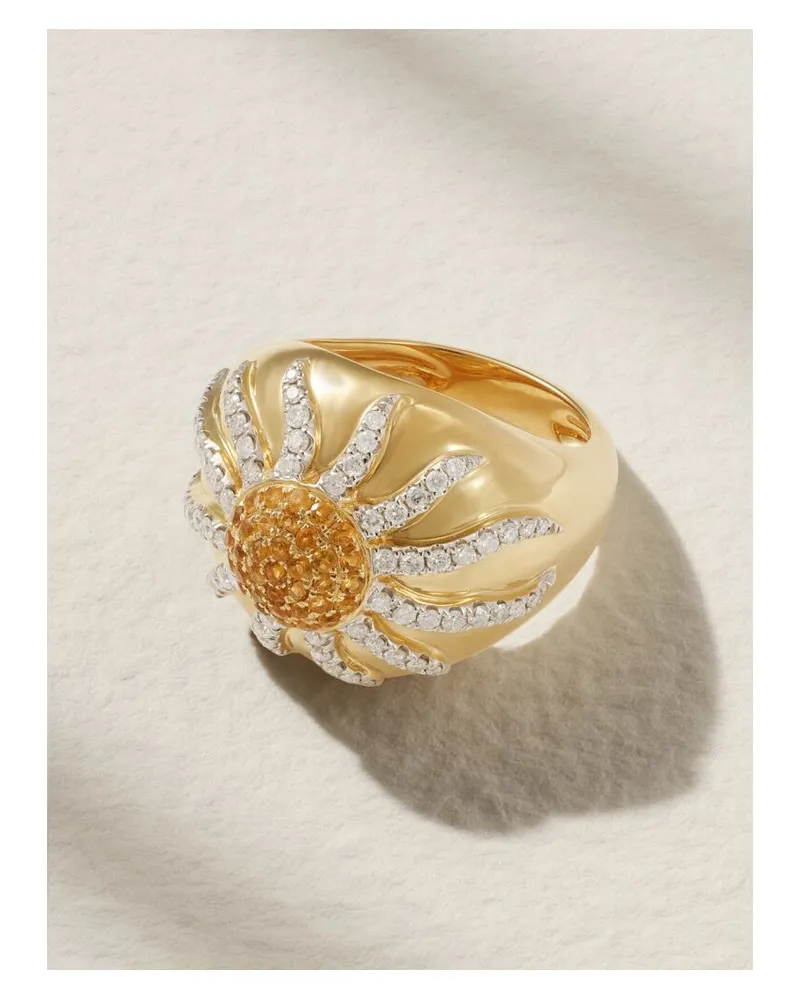 Yvonne Léon Ring Aus 18 Karat Gold Mit Citrinen Und Diamanten Gold