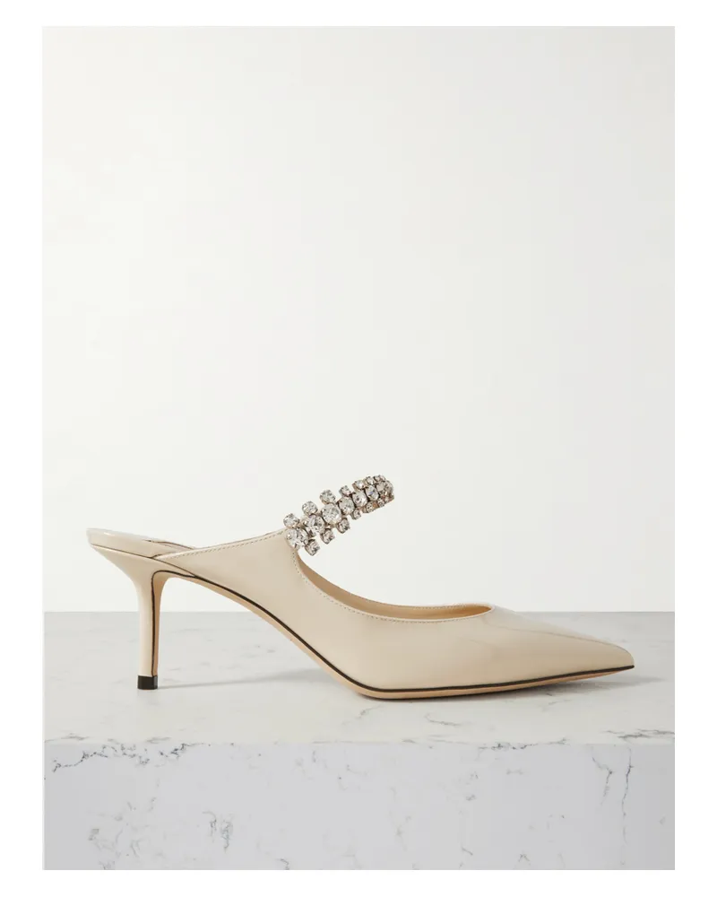 Jimmy Choo Bing 65 Mules Aus Lackleder Mit Kristallen - Wollweiß Wollweiß
