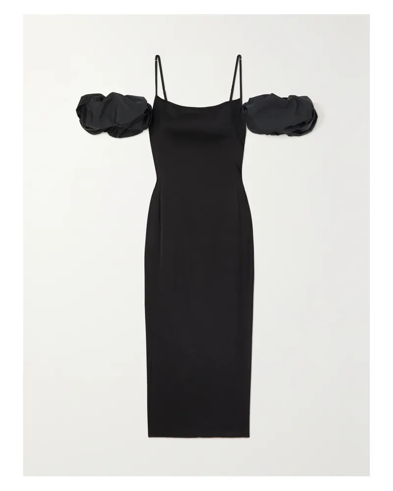 Jacquemus Chouchou Wandelbares Midikleid Aus Duchesse-satin - Schwarz Schwarz