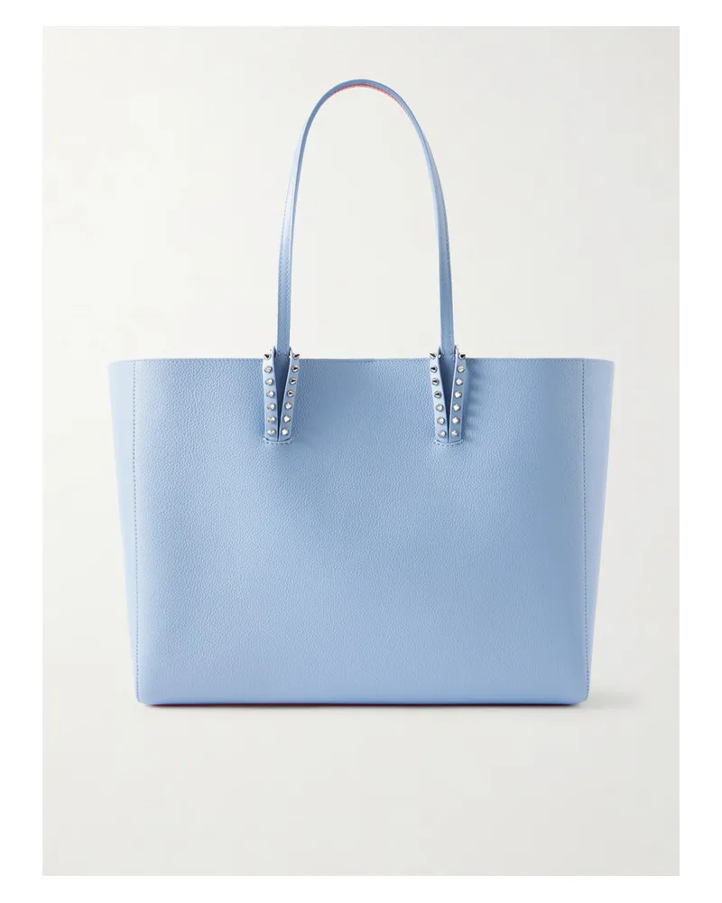 Christian Louboutin Cabata Large Studded Textured-leather Tote - Blue Blue