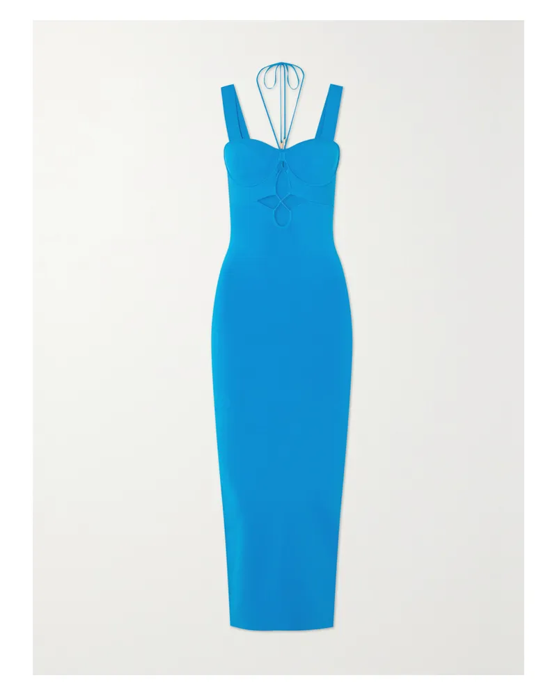 GALVAN Kali Midikleid Aus Stretch-strick Mit Cut-outs - Blau Blau