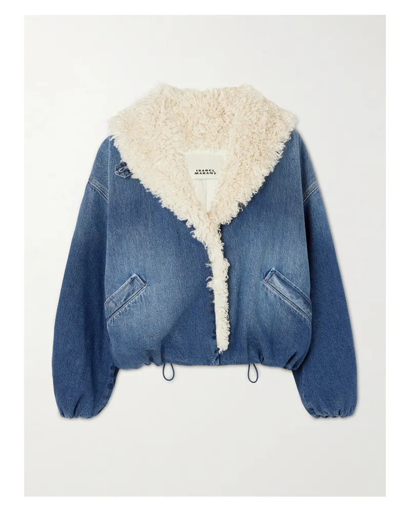 Isabel Marant Charone Fleece-trimmed Padded Denim Bomber Jacket - Blue Blue