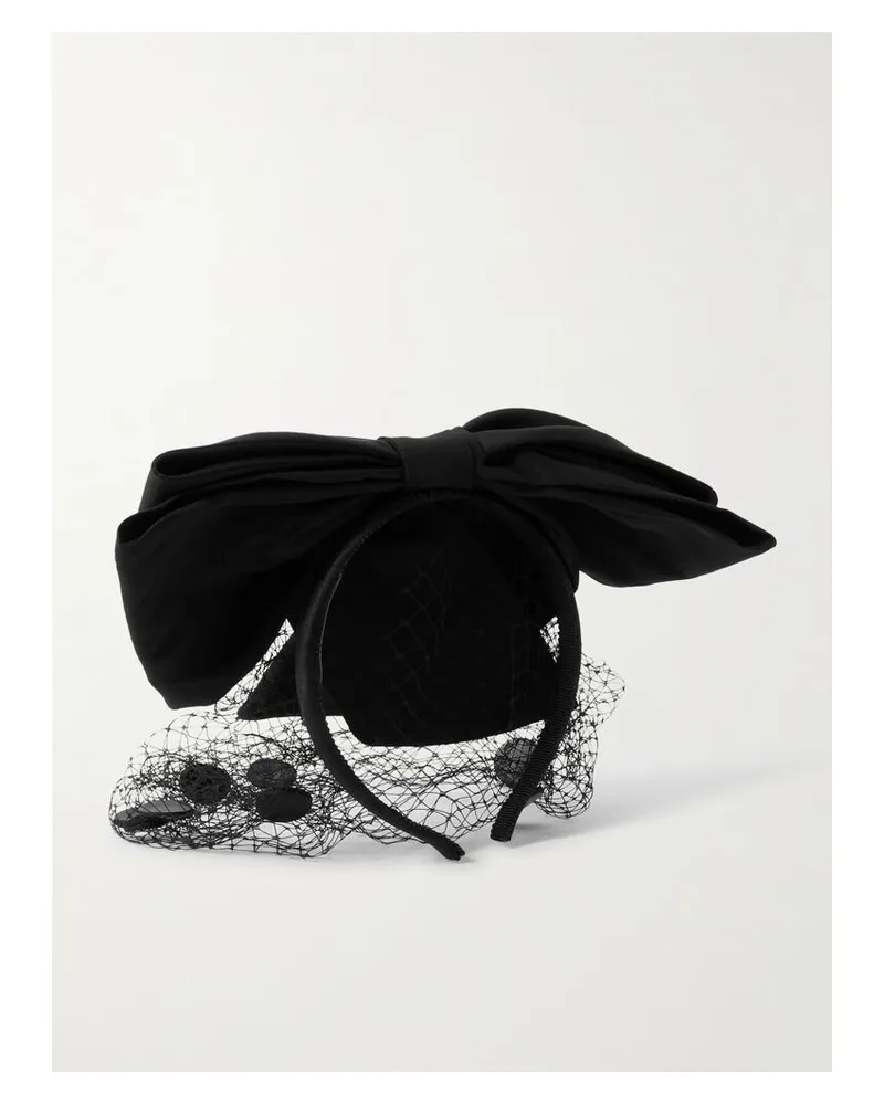 Valentino Garavani Haarreif Aus Samt Mit Schleier Und Schleife - Schwarz Schwarz