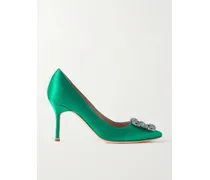 Hangisi 90 Crystal-embellished Satin Pumps - Green