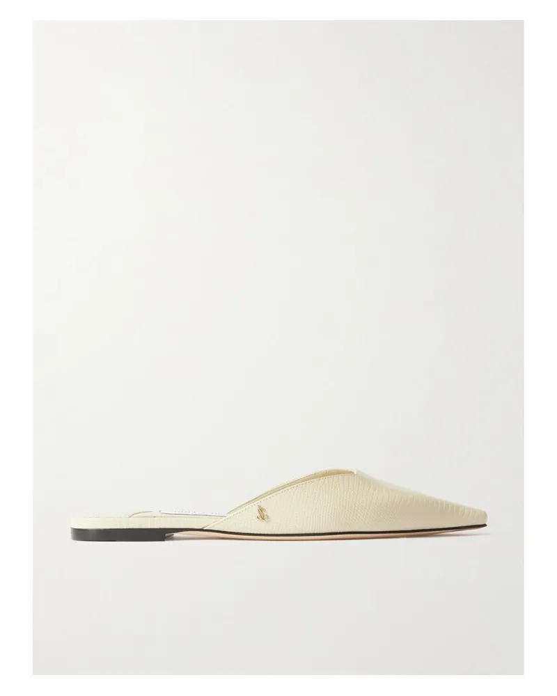 Jimmy Choo Vivi Pantoletten Aus Leder Mit Eidechseneffekt - Wollweiß Wollweiß