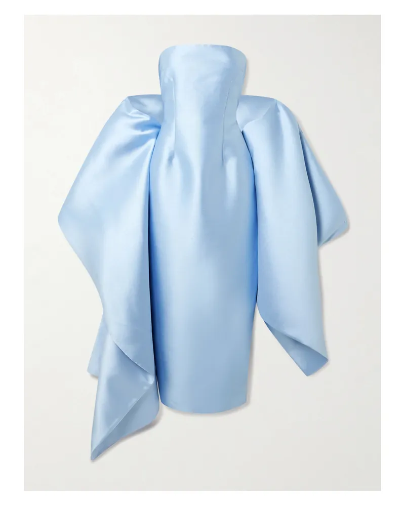 Solace London Renee Cape-effect Satin Midi Dress - Blue Blue