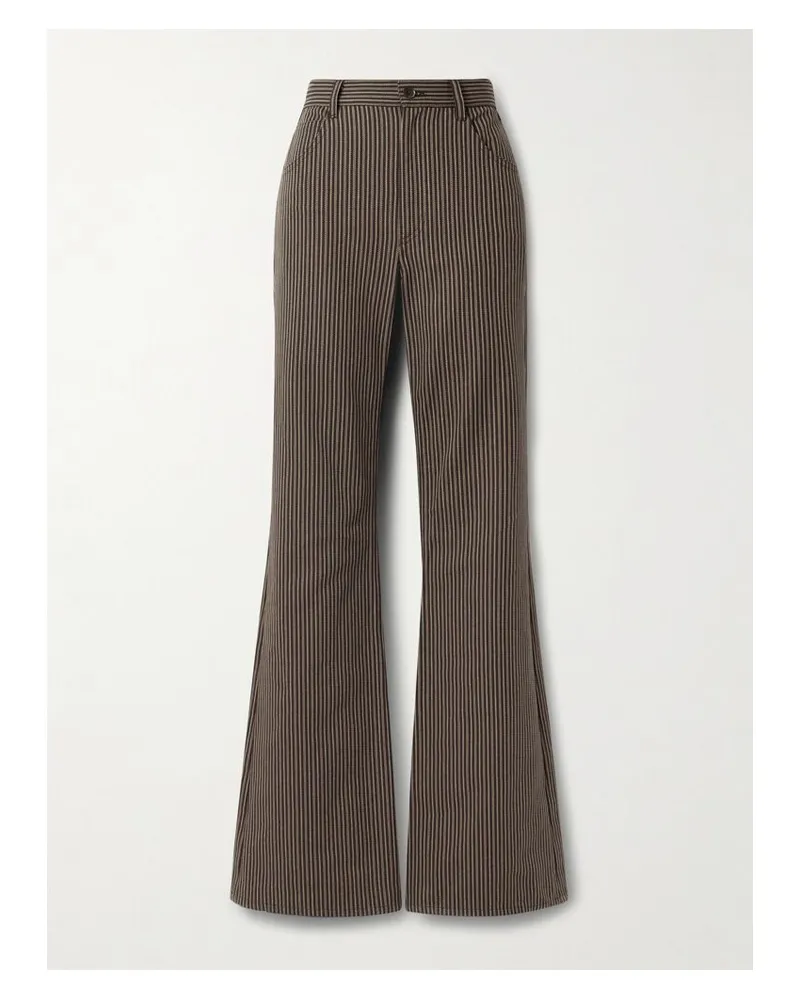 Nili Lotan Roe Schlaghose Aus Gestreiftem Baumwoll-twill - Braun Braun