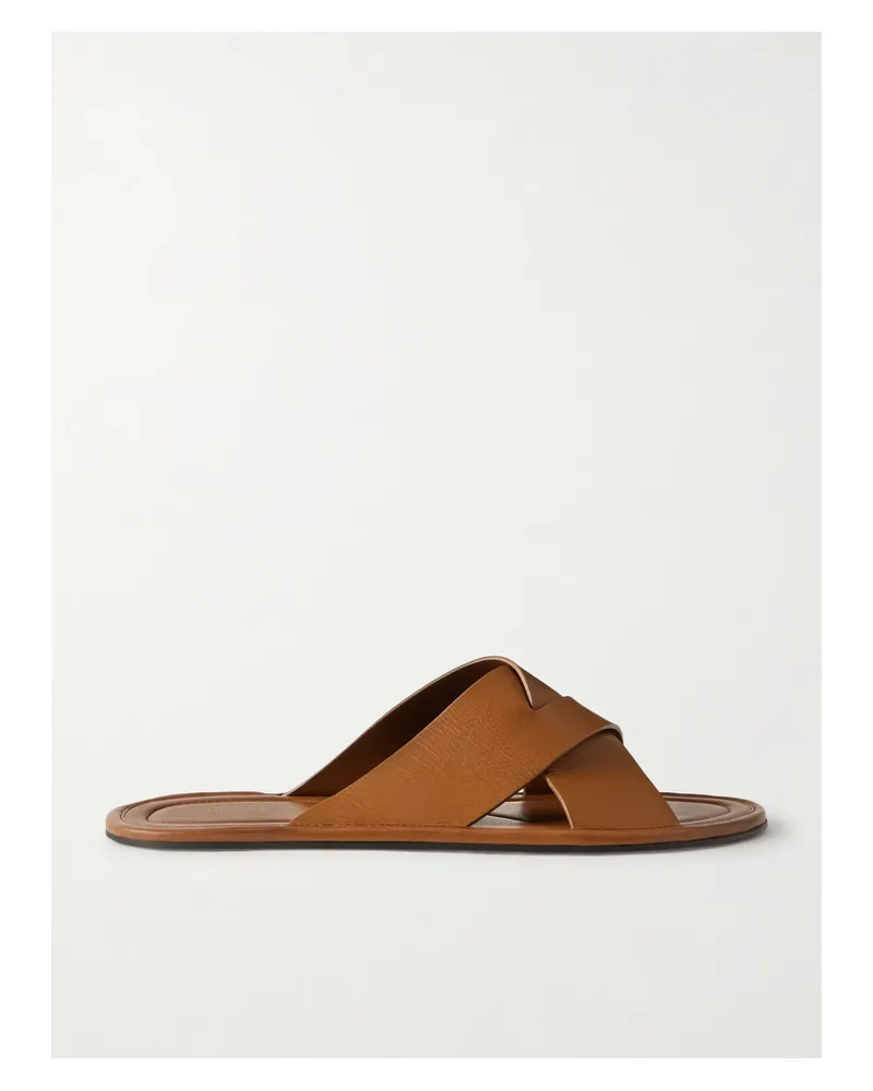 The Row Malik Leather Sandals - Brown Brown