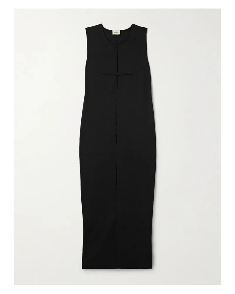 KHAITE Hal Midikleid Aus Baumwoll-jersey - Schwarz Schwarz