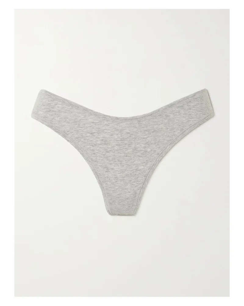 SKIMS Cotton Jersey Dipped Thong – Light Heather Grey – String Aus Jersey Aus Einer Baumwollmischung - Grau Grau