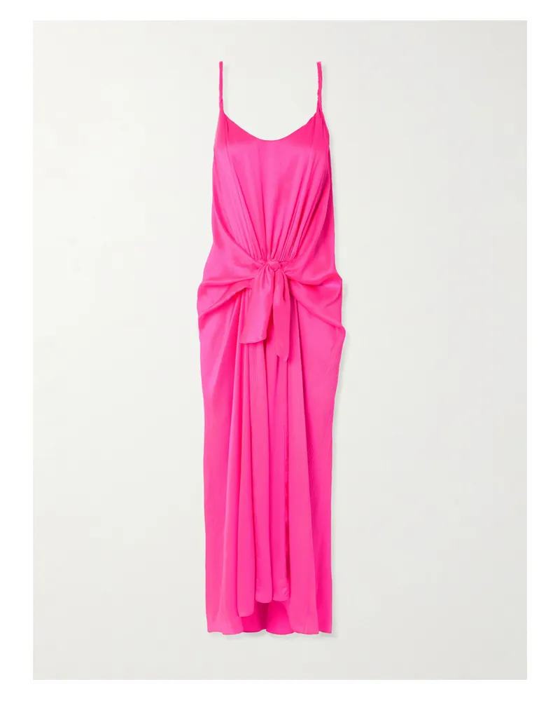 J.W.Anderson Midikleid Aus Seide In Knitteroptik Zum Binden - Pink Pink