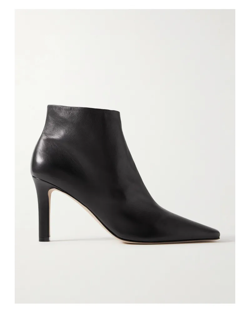 The Row Carla Leather Ankle Boots - Black Black