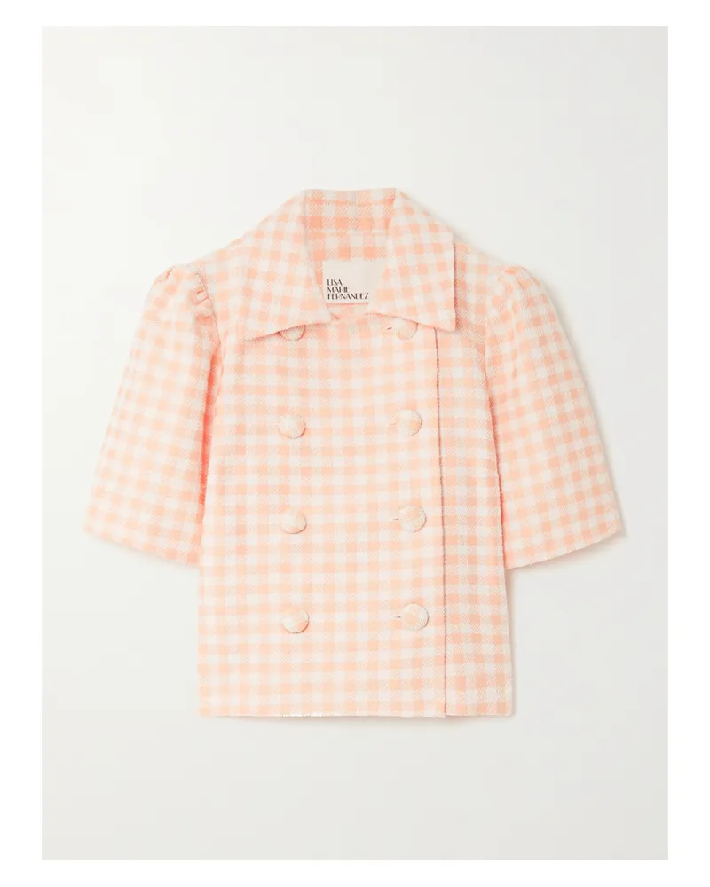 Lisa Marie Fernandez Net Sustain Doppelreihige Jacke Aus Bouclé Aus Einer Baumwollmischung Mit Gingham-karo - Pink Pink