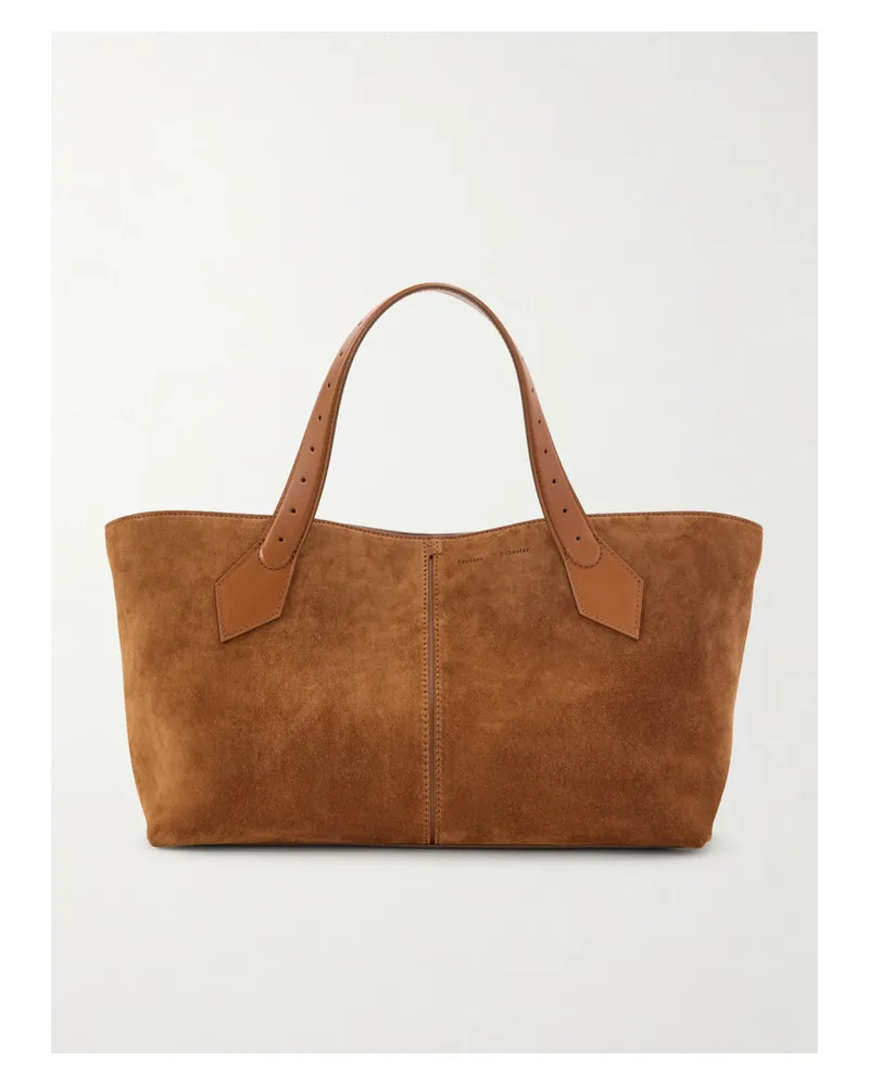 Proenza Schouler East West Chelsea Leather-trimmed Suede Tote - Brown Brown