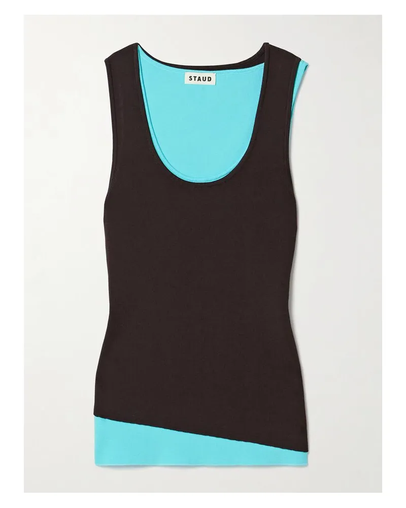 STAUD Hermosa Mehrlagiges Tanktop Aus Stretch-strick - Braun Braun