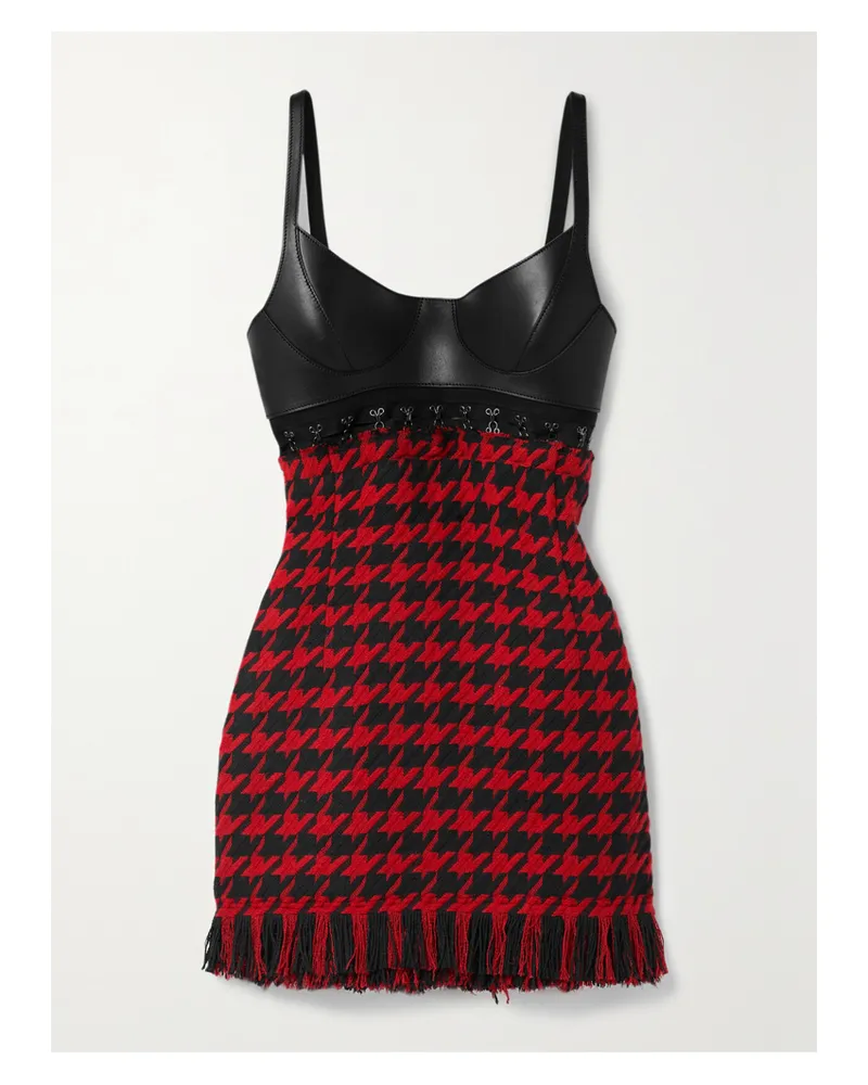 Monse Minikleid Aus Einer Strick Mit Lederbesätzen Und Fransen - Rot Rot