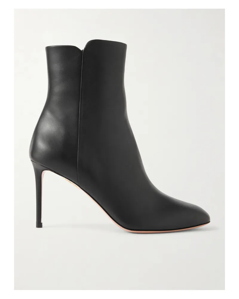 Aquazzura Sellier 85 Ankle Boots Aus Leder - Schwarz Schwarz
