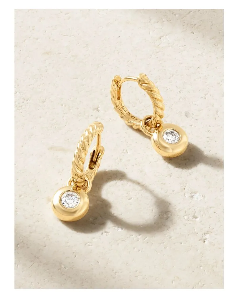 David Yurman Petite Cable Huggie Creolen Aus 18 Karat Gold Mit Diamanten Gold