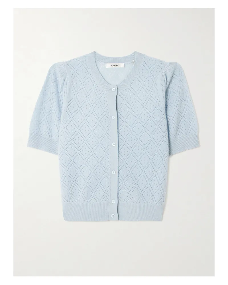 Frame Denim The Delicate Cardigan Aus Kaschmir In Pointelle-strick - Blau Blau