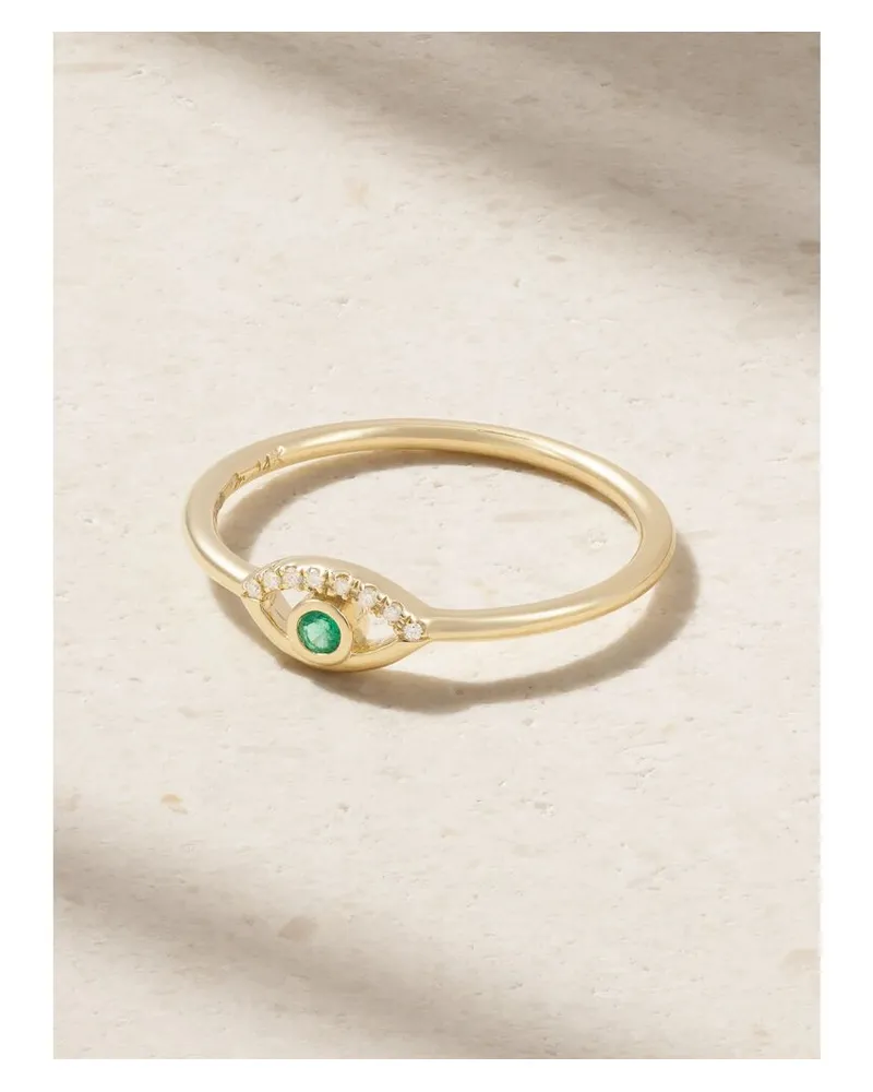 Melissa Joy Manning Wink Ring Aus 14 Karat Gold Mit Smaragd Und Diamanten Gold
