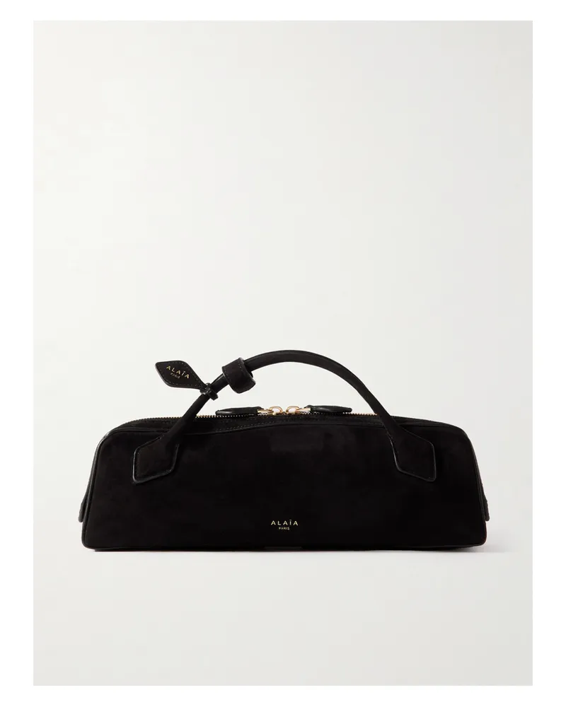 Alaïa Le Teckel Leather-trimmed Suede Clutch - Black Black