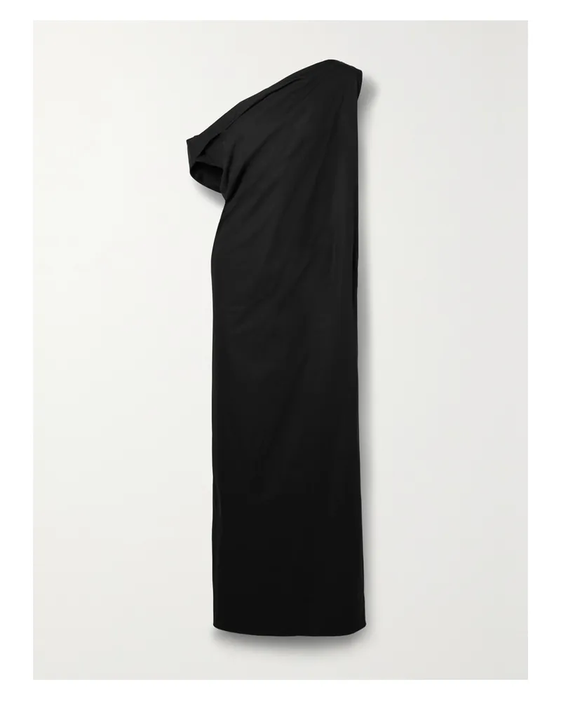 The Row Bamaris Asymmetrisches Maxikleid Aus Seiden-crêpe Mit Raffungen - Schwarz Schwarz
