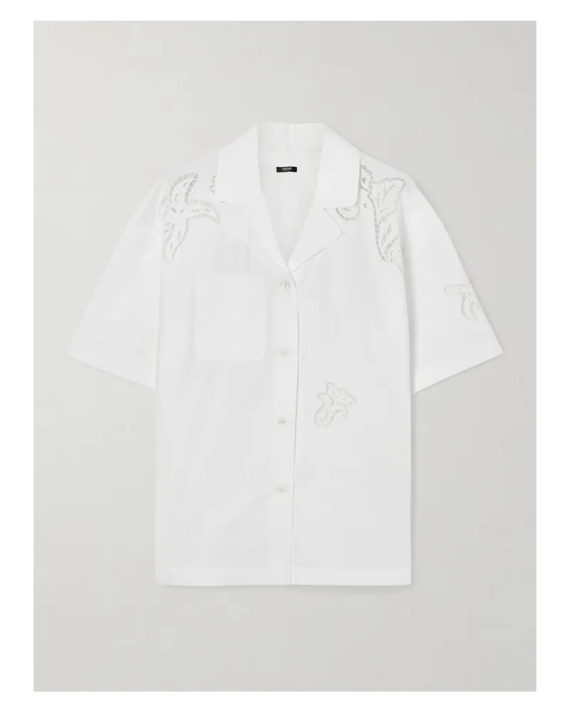 Versace Hemd Aus Baumwollpopeline Mit Lochstickerei - Weiß Weiß