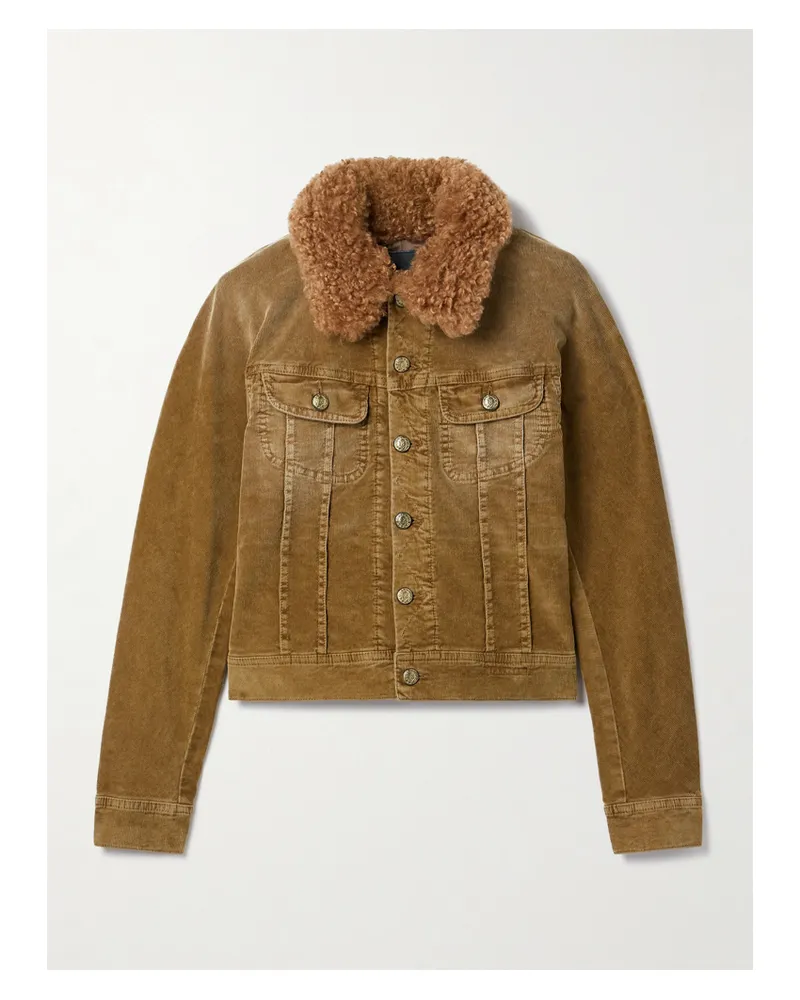 R13 Trucker Jacke Aus Cord Aus Einer Baumwollmischung Mit Fleecebesatz - Braun Braun