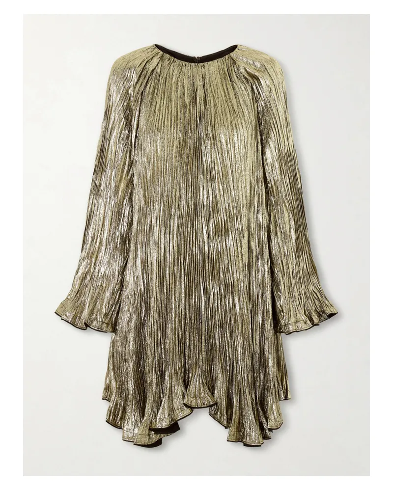 Ulla Johnson Claire Pleated Lurex Mini Dress - Gold Gold